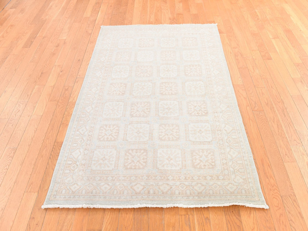 4'1" x 6'1" New Hand Knotted Ivory Wool Rectangle Oriental Rug - MOA10278683