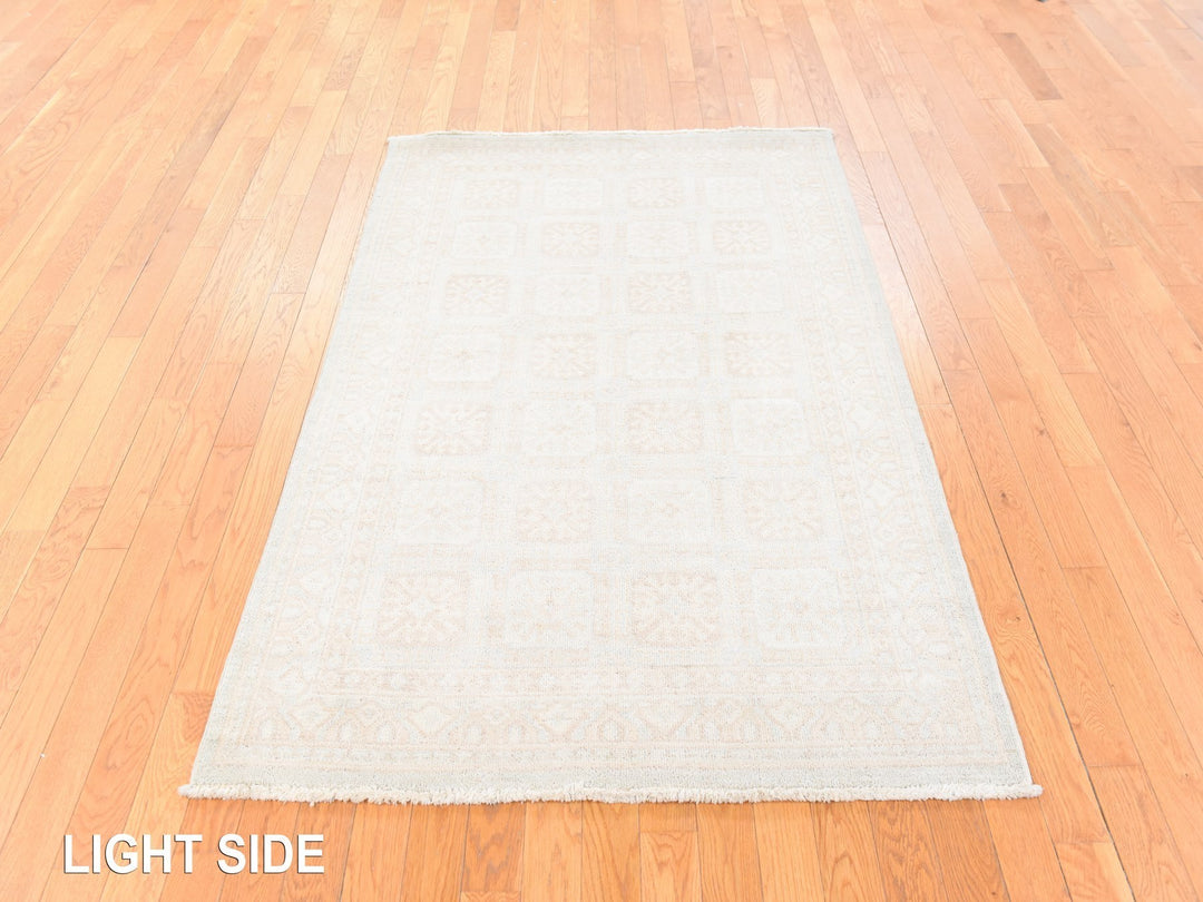4'1" x 6'1" New Hand Knotted Ivory Wool Rectangle Oriental Rug - MOA10278683