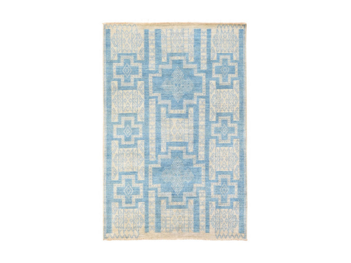 6'0" x 8'9" New Hand Knotted Blue Wool Rectangle Oriental Rug - MOA10278685