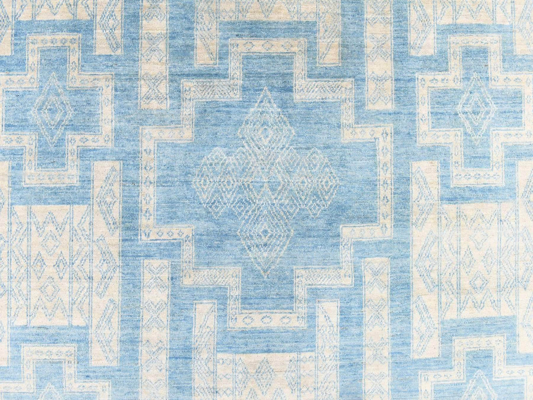 6'0" x 8'9" New Hand Knotted Blue Wool Rectangle Oriental Rug - MOA10278685