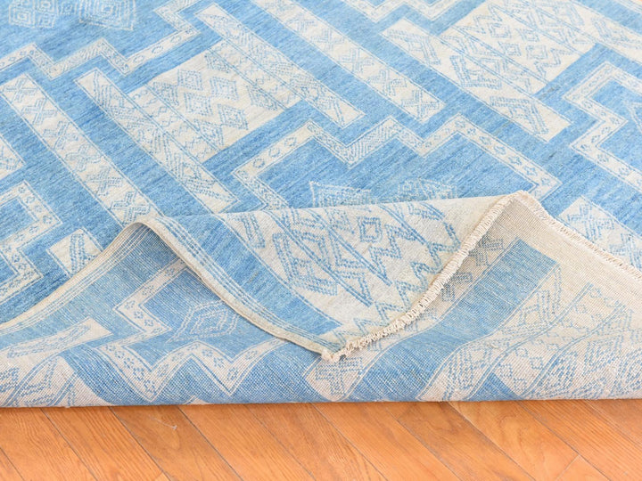 6'0" x 8'9" New Hand Knotted Blue Wool Rectangle Oriental Rug - MOA10278685