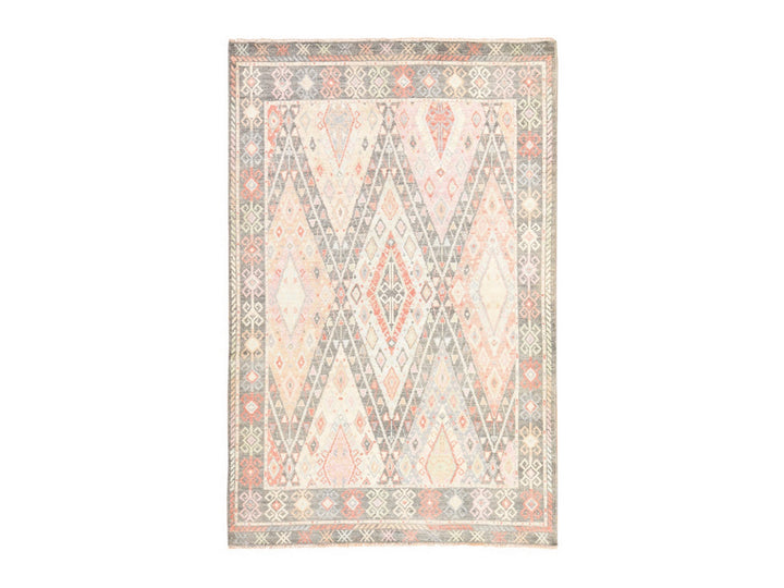 6'1" x 9'2" New Hand Knotted Grey Wool Rectangle Oriental Rug - MOA10278686