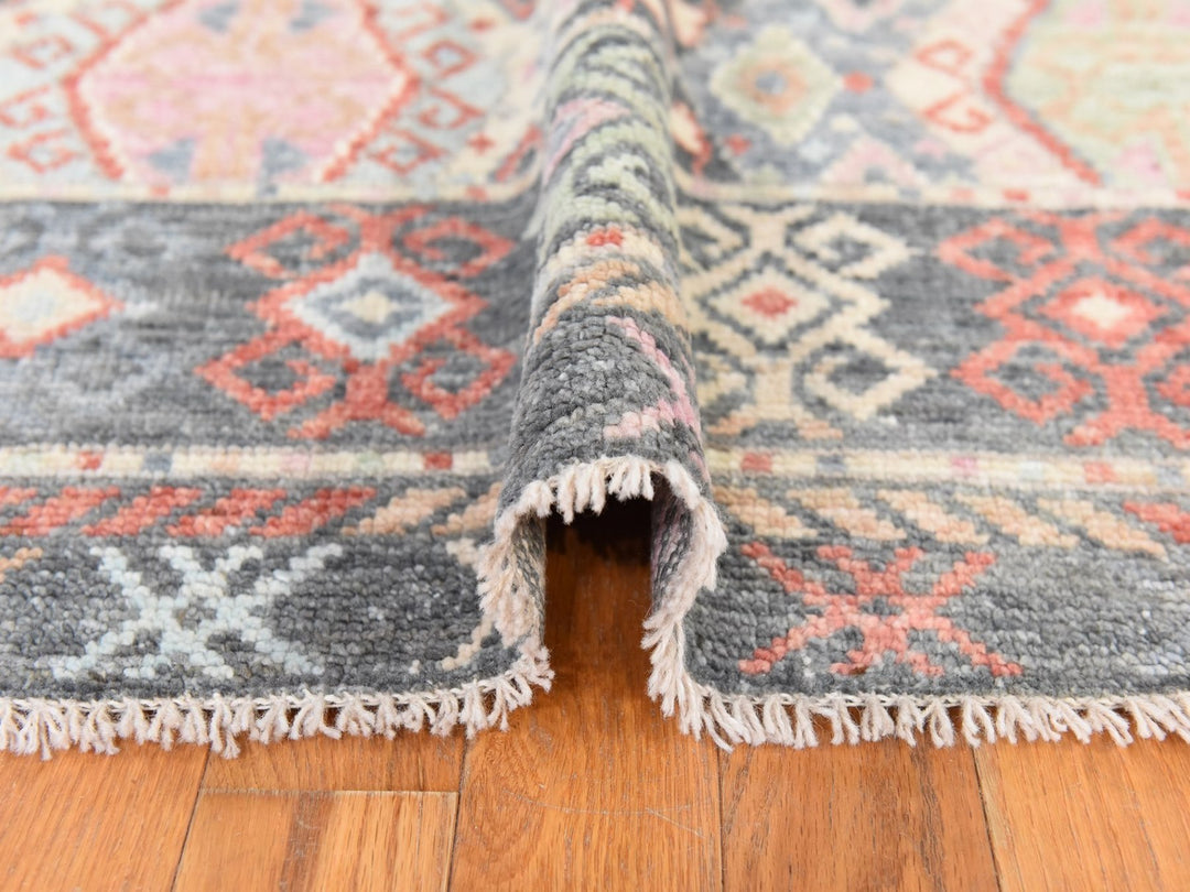 6'1" x 9'2" New Hand Knotted Grey Wool Rectangle Oriental Rug - MOA10278686