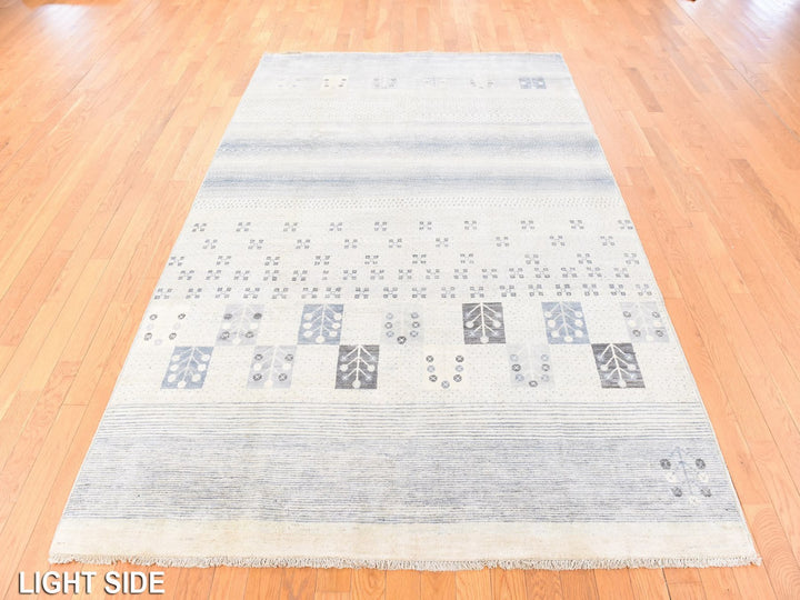 5'10" x 8'6" New Hand Knotted Ivory Wool Rectangle Oriental Rug - MOA10278687