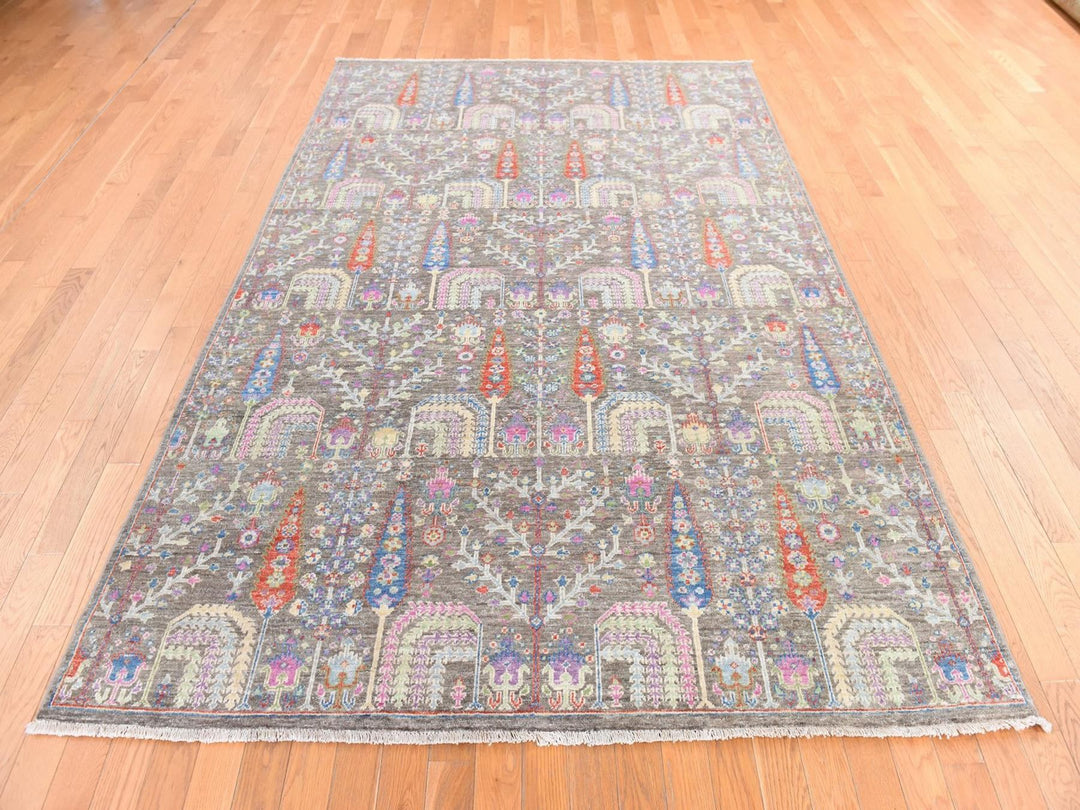 6'0" x 8'10" New Hand Knotted Brown Wool Rectangle Oriental Rug - MOA10278688