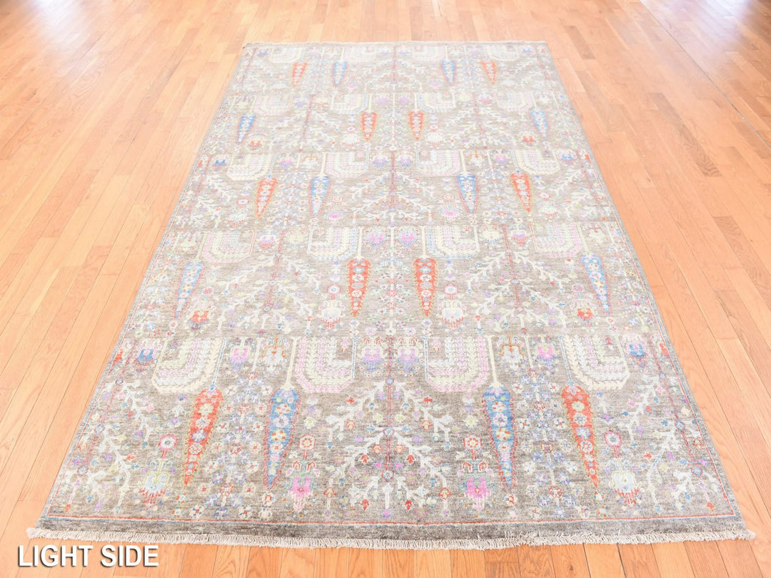 6'0" x 8'10" New Hand Knotted Brown Wool Rectangle Oriental Rug - MOA10278688