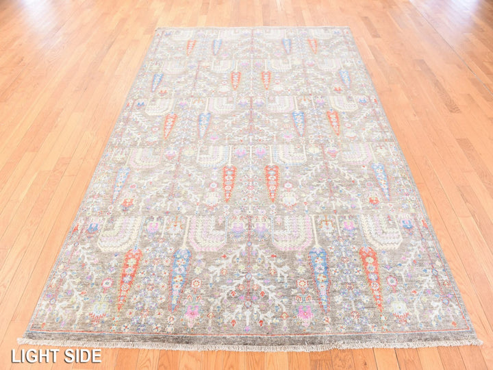 6'0" x 8'10" New Hand Knotted Brown Wool Rectangle Oriental Rug - MOA10278688