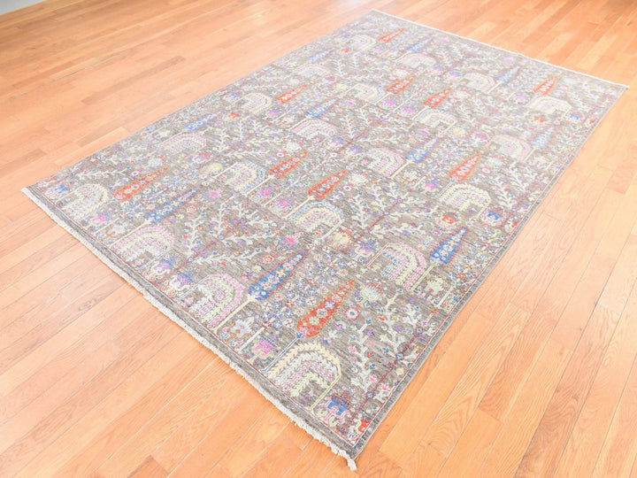 6'0" x 8'10" New Hand Knotted Brown Wool Rectangle Oriental Rug - MOA10278688