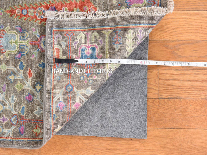 6'0" x 8'10" New Hand Knotted Brown Wool Rectangle Oriental Rug - MOA10278688