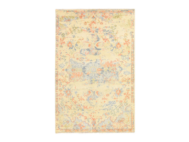 5'9" x 9'0" New Hand Knotted Ivory Wool Rectangle Oriental Rug - MOA10278689