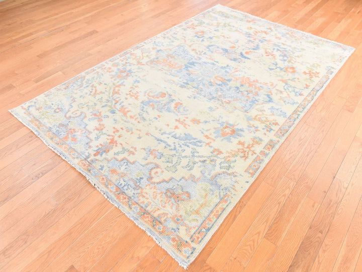 5'9" x 9'0" New Hand Knotted Ivory Wool Rectangle Oriental Rug - MOA10278689