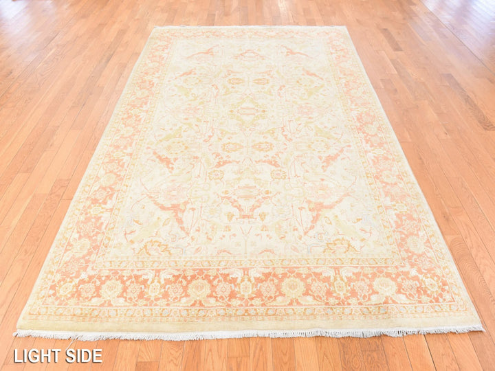 6'0" x 9'4" New Hand Knotted Beige Wool Rectangle Oriental Rug - MOA10278690