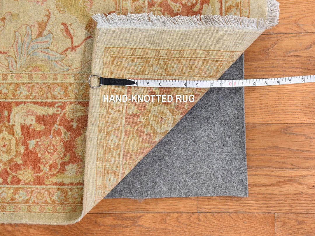 6'0" x 9'4" New Hand Knotted Beige Wool Rectangle Oriental Rug - MOA10278690