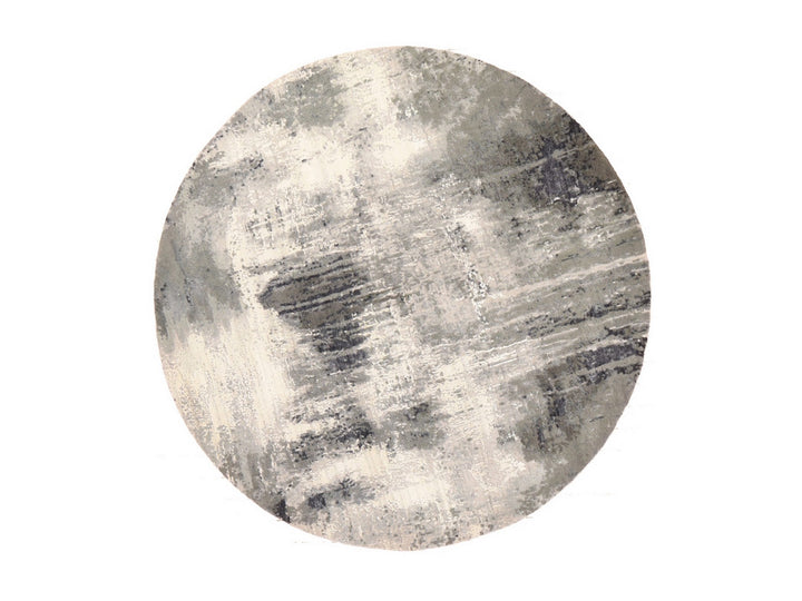 6'2" x 6'2" New Hand Knotted Ivory Wool & Silk Round Oriental Rug - MOA10278691