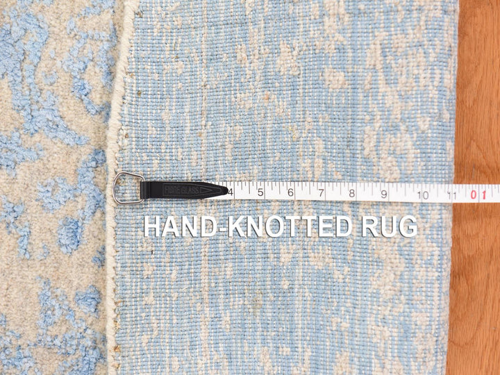 5'9" x 5'9" New Hand Loomed Beige Wool & Silk Round Oriental Rug - MOA10278692