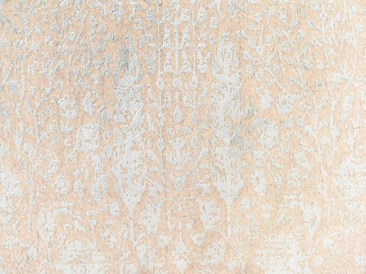 5'10" x 5'10" New Hand Loomed Beige Wool & Silk Round Oriental Rug - MOA10278693