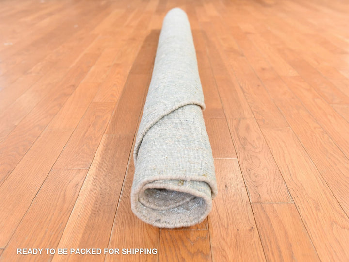 5'10" x 5'10" New Hand Loomed Beige Wool & Silk Round Oriental Rug - MOA10278693