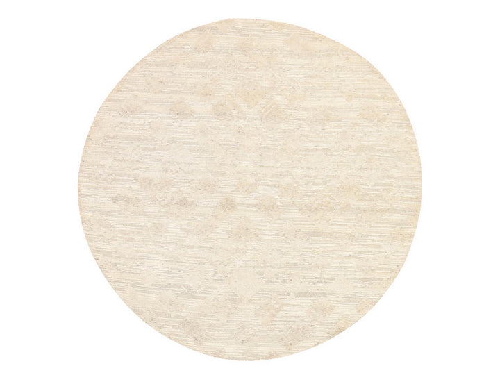 6'0" x 6'0" New Hand Knotted Ivory Wool Round Oriental Rug - MOA10278695