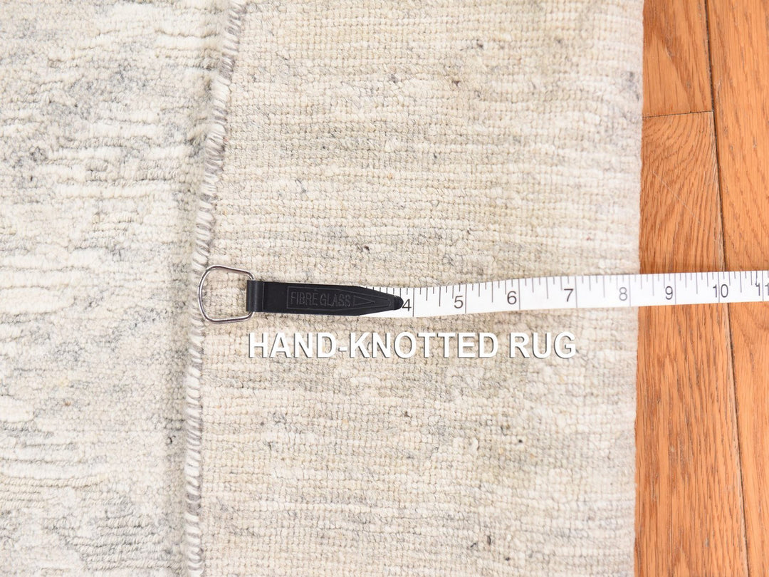 6'0" x 6'0" New Hand Knotted Ivory Wool Round Oriental Rug - MOA10278695