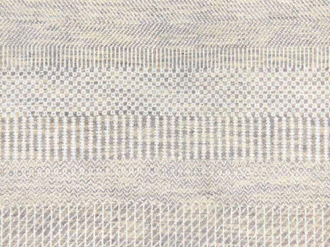 6'0" x 6'0" New Hand Knotted Grey Wool & Silk Round Oriental Rug - MOA10278696