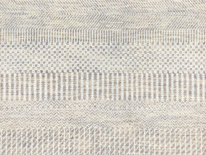 6'0" x 6'0" New Hand Knotted Grey Wool & Silk Round Oriental Rug - MOA10278696
