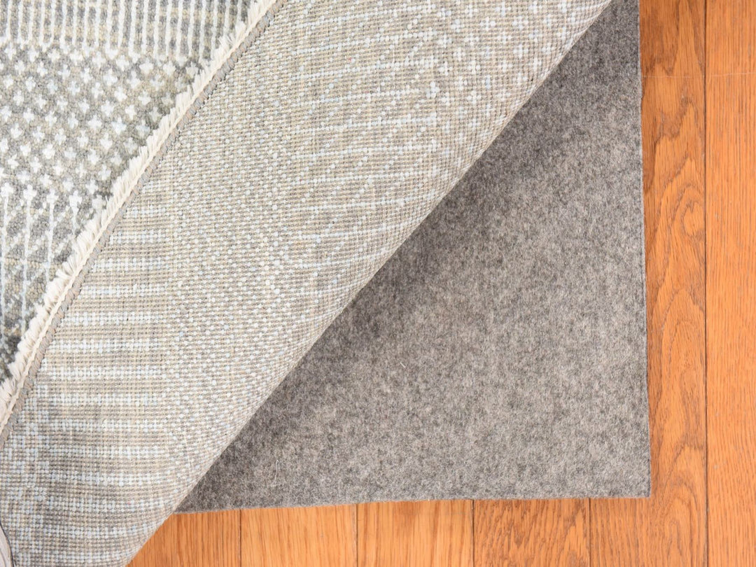 6'0" x 6'0" New Hand Knotted Grey Wool & Silk Round Oriental Rug - MOA10278696