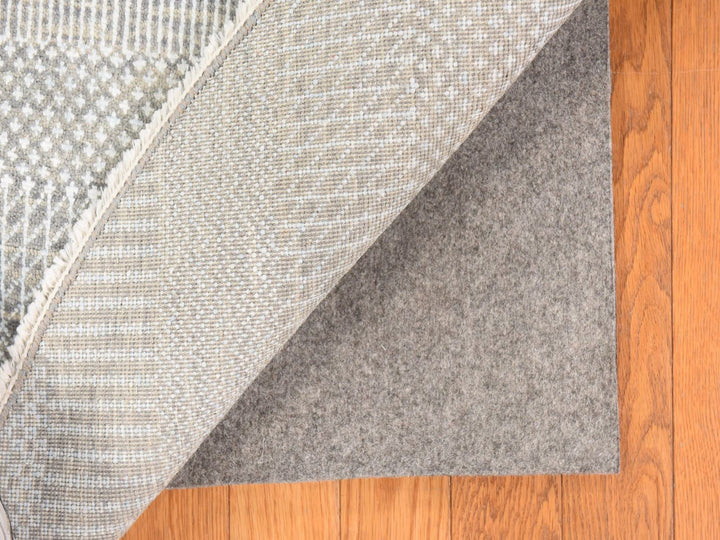 6'0" x 6'0" New Hand Knotted Grey Wool & Silk Round Oriental Rug - MOA10278696
