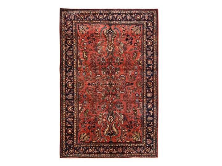 7'7" x 11'9" Vintage Hand Knotted Red Wool Rectangle Oriental Rug - MOA10278698