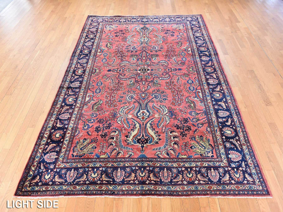 7'7" x 11'9" Vintage Hand Knotted Red Wool Rectangle Oriental Rug - MOA10278698