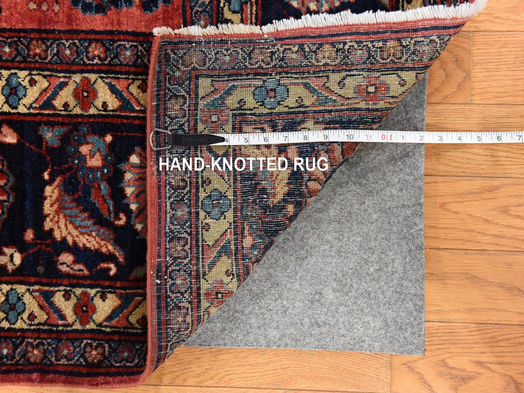 7'7" x 11'9" Vintage Hand Knotted Red Wool Rectangle Oriental Rug - MOA10278698