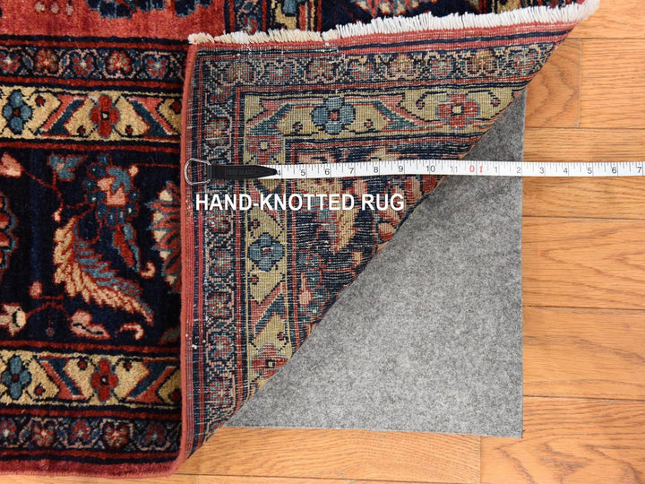 7'7" x 11'9" Vintage Hand Knotted Red Wool Rectangle Oriental Rug - MOA10278698