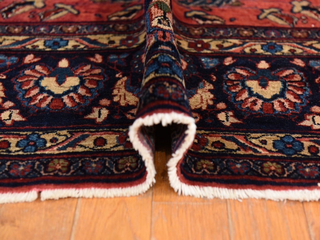 7'7" x 11'9" Vintage Hand Knotted Red Wool Rectangle Oriental Rug - MOA10278698