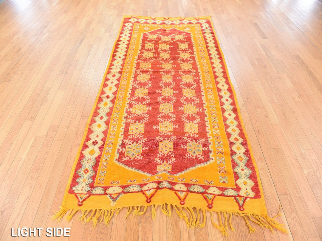 4'5" x 9'0" Vintage Hand Knotted Red Wool Runner Oriental Rug - MOA10278699