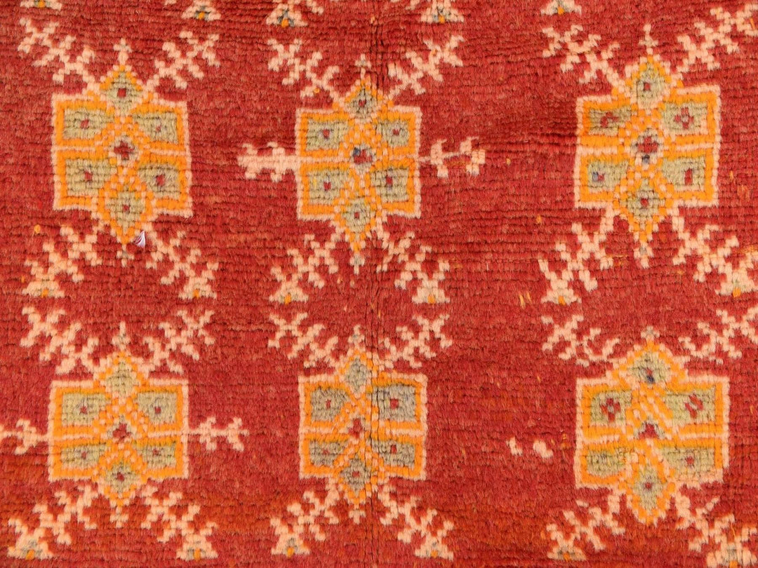 4'5" x 9'0" Vintage Hand Knotted Red Wool Runner Oriental Rug - MOA10278699