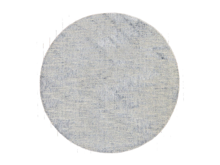 5'9" x 5'9" New Hand Loomed Grey Wool & Silk Round Oriental Rug - MOA10278700