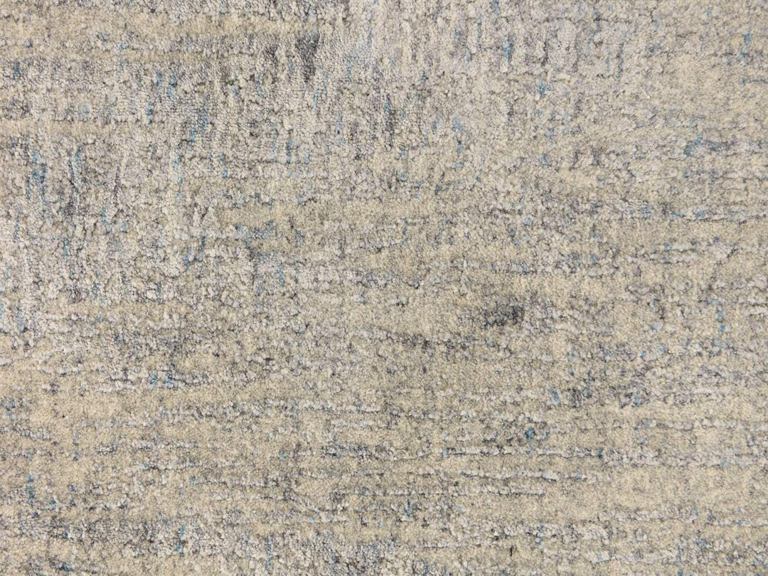 5'9" x 5'9" New Hand Loomed Grey Wool & Silk Round Oriental Rug - MOA10278700