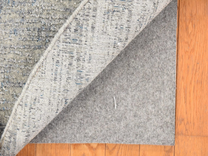 5'9" x 5'9" New Hand Loomed Grey Wool & Silk Round Oriental Rug - MOA10278700