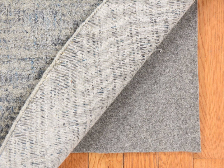 5'9" x 5'9" New Hand Loomed Grey Wool & Art Silk Round Oriental Rug - MOA10278701