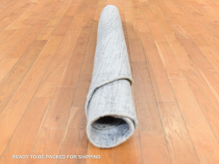 5'9" x 5'9" New Hand Loomed Grey Wool & Art Silk Round Oriental Rug - MOA10278701