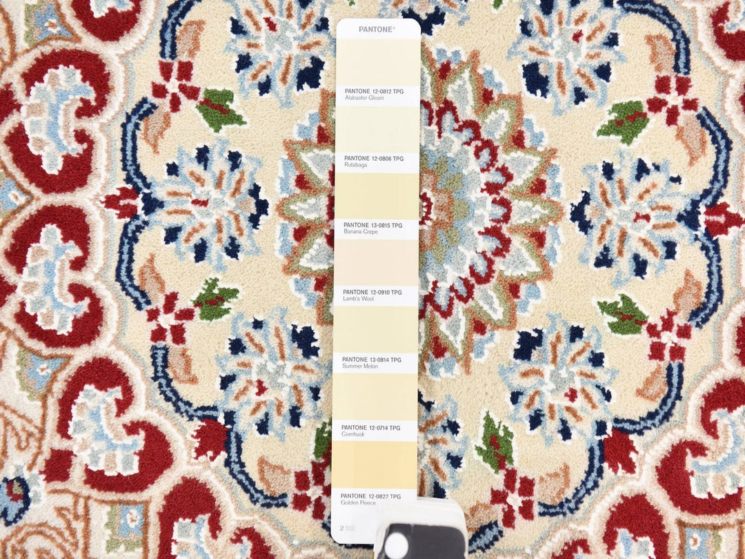 6'0" x 6'0" New Hand Knotted Blue Wool & Silk Round Oriental Rug - MOA10278703