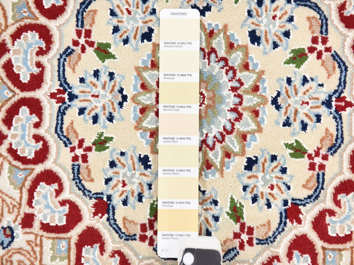 6'0" x 6'0" New Hand Knotted Blue Wool & Silk Round Oriental Rug - MOA10278703