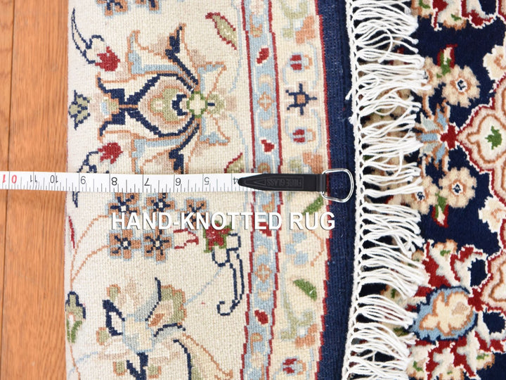 6'0" x 6'0" New Hand Knotted Blue Wool & Silk Round Oriental Rug - MOA10278703