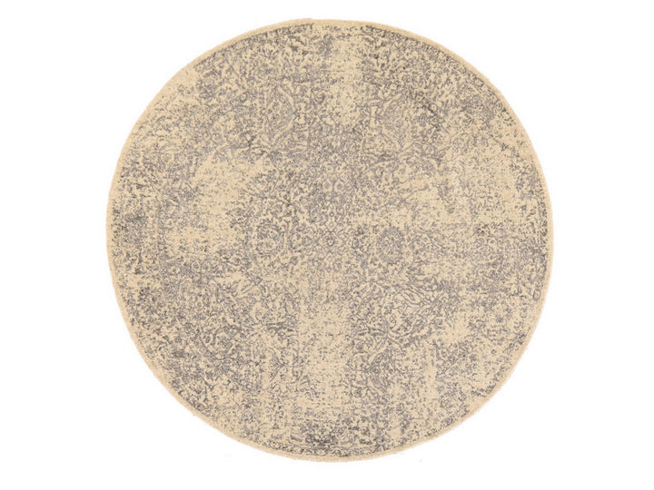 5'10" x 5'10" New Hand Loomed Grey Wool & Silk Round Oriental Rug - MOA10278704