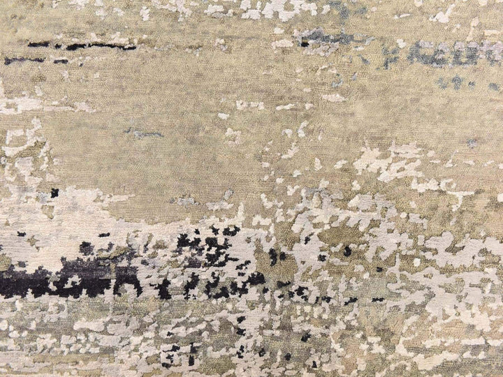 6'0" x 6'0" New Hand Knotted Grey Wool & Silk Round Oriental Rug - MOA10278706