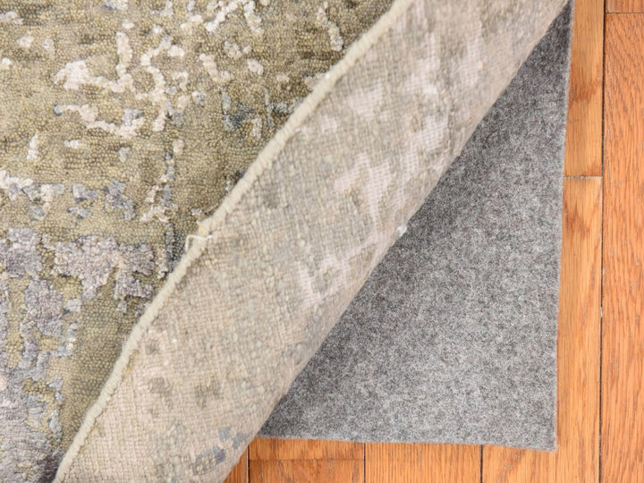 6'0" x 6'0" New Hand Knotted Grey Wool & Silk Round Oriental Rug - MOA10278706