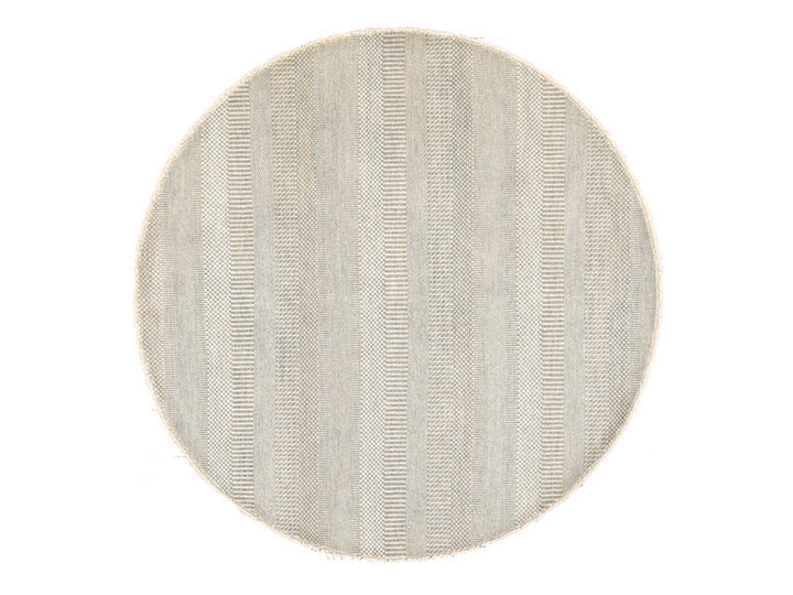 6'0" x 6'0" New Hand Knotted Grey Wool & Silk Round Oriental Rug - MOA10278708