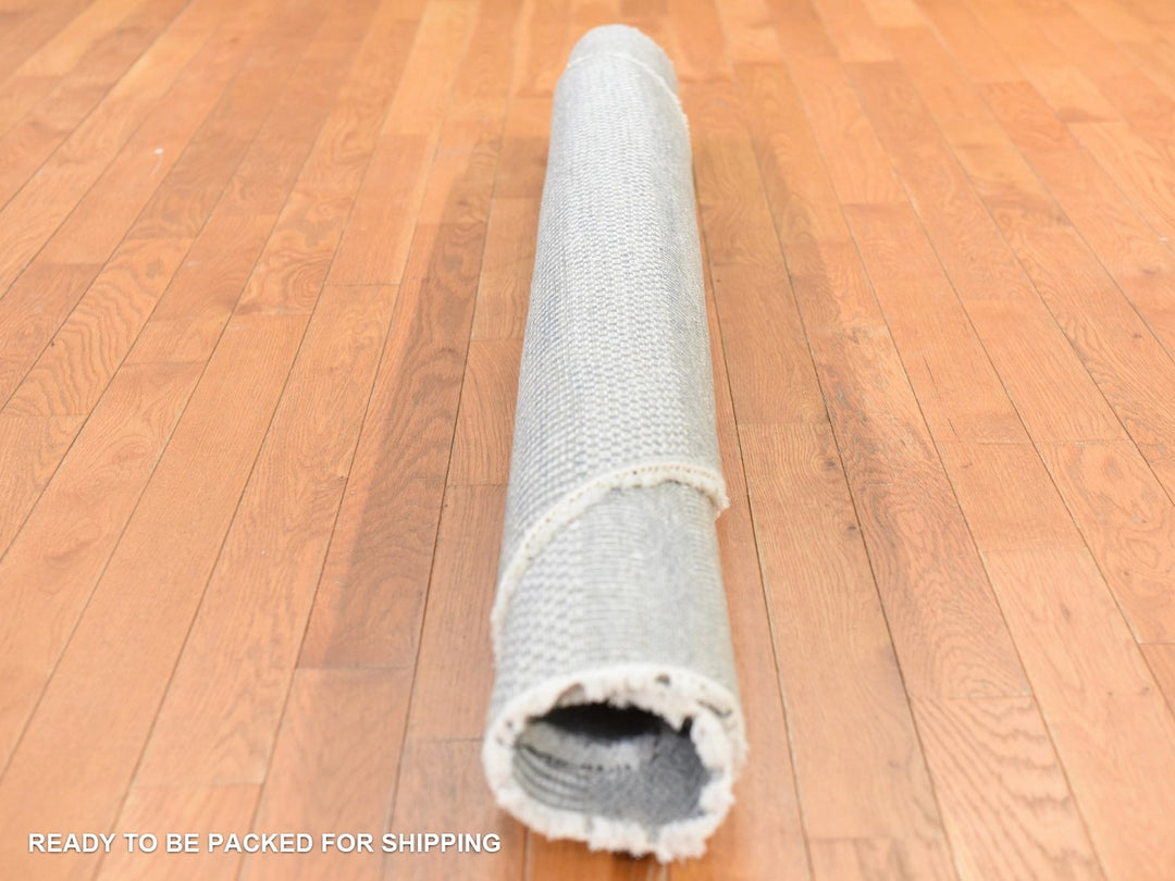 6'0" x 6'0" New Hand Knotted Grey Wool & Silk Round Oriental Rug - MOA10278708