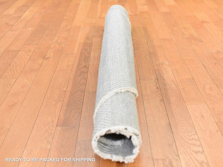 6'0" x 6'0" New Hand Knotted Grey Wool & Silk Round Oriental Rug - MOA10278708