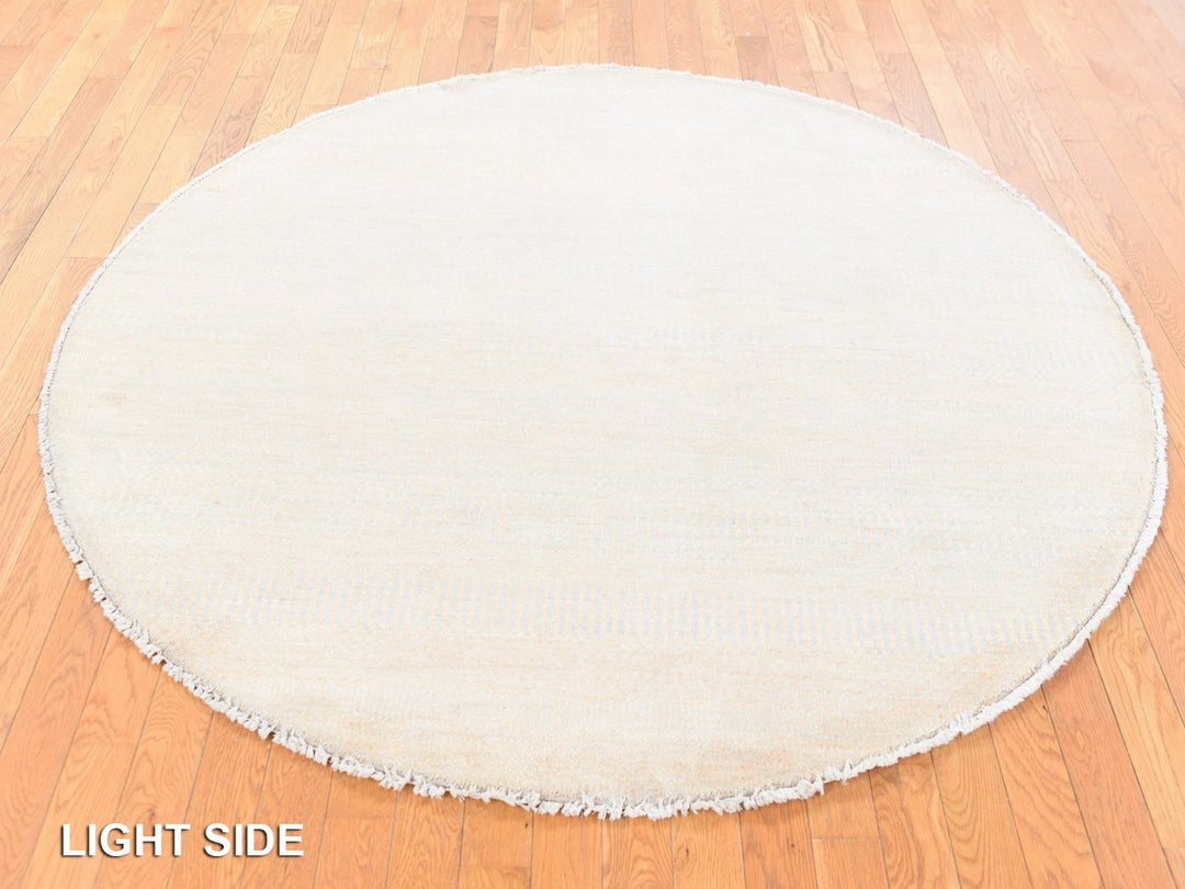 6'0" x 6'0" New Hand Knotted Orange Wool & Silk Round Oriental Rug - MOA10278709