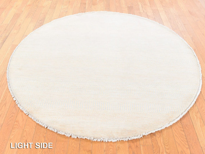 6'0" x 6'0" New Hand Knotted Orange Wool & Silk Round Oriental Rug - MOA10278709